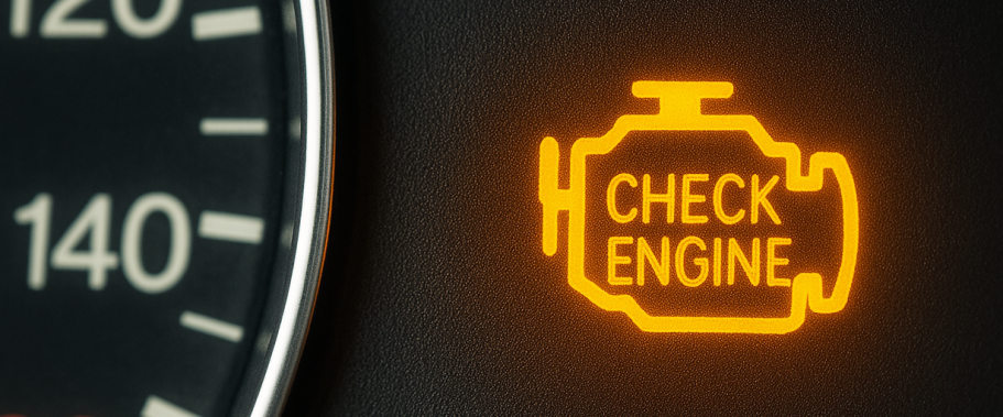 Diagnostic Services Check engine warning light on a vehicle dashboard.